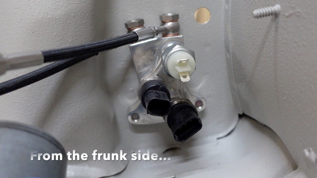 Brake line and sensor manifold from frunk side