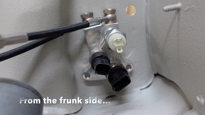 Brake line and sensor manifold from frunk side