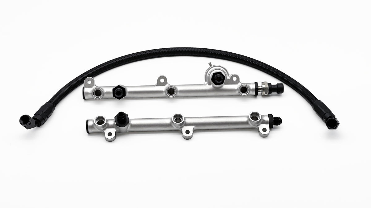 IslandWorks Precision Fuel Rail & Regulator disassembled with pipe